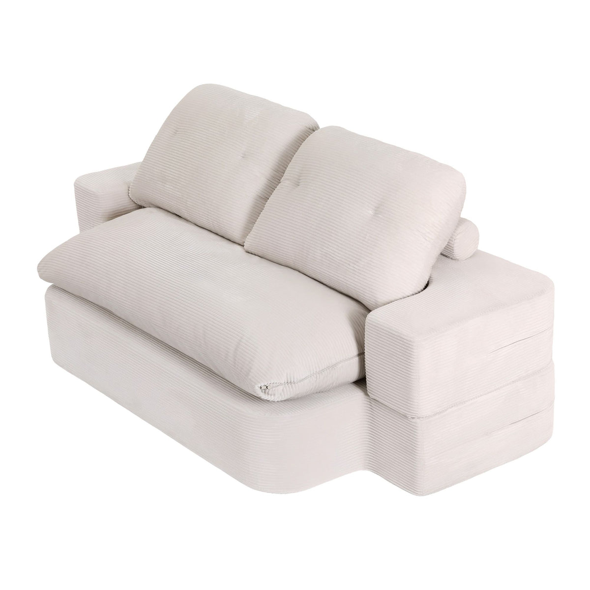 Artiss Convertible Folding Sofa Bed 30D High-Density Foam Boneless Couch with Corduroy Sleeper Couch Lounger for Living Room Beign-Furniture > Sofas > Sofas &amp; Sofa Beds-PEROZ Accessories