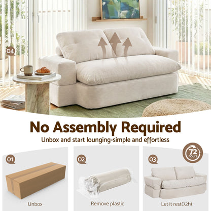 Artiss Convertible Folding Sofa Bed 30D High-Density Foam Boneless Couch with Corduroy Sleeper Couch Lounger for Living Room Beign-Furniture > Sofas > Sofas &amp; Sofa Beds-PEROZ Accessories
