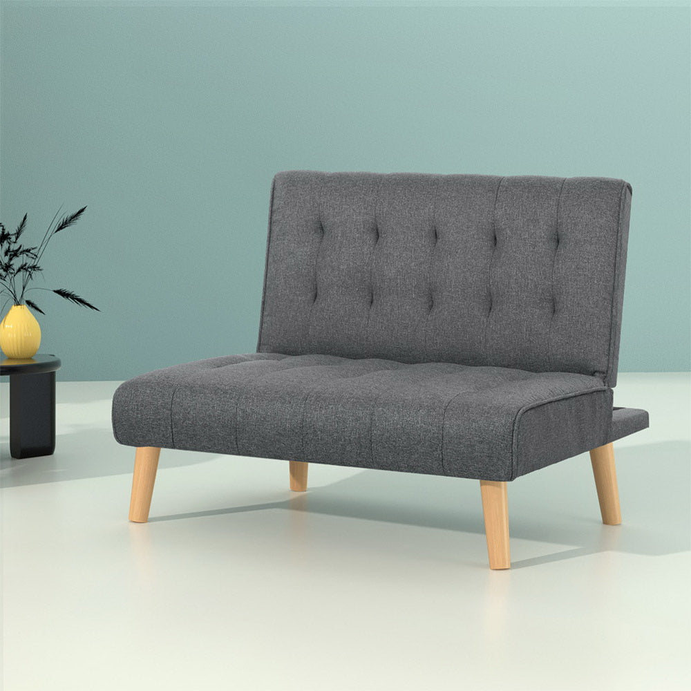 Artiss Sofa Bed Lounge Chair Couch 1 Seater Recliner Futon Bed Set Linen Grey-Furniture &gt; Sofas-PEROZ Accessories