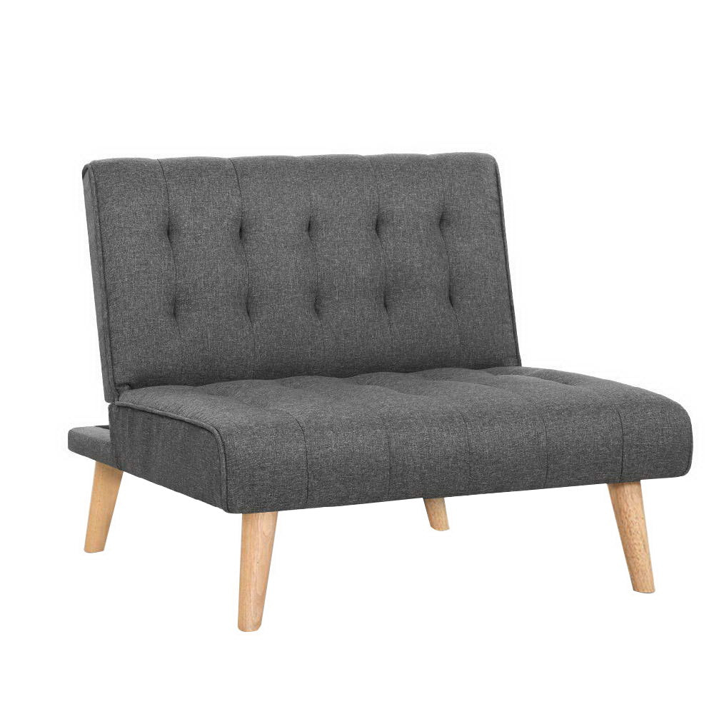 Artiss Sofa Bed Lounge Chair Couch 1 Seater Recliner Futon Bed Set Linen Grey-Furniture &gt; Sofas-PEROZ Accessories