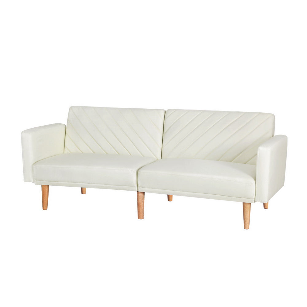 Artiss Sofa Bed Convertible Lounge 3 Seater Futon Couch Recliner Fabric Beige-Furniture &gt; Living Room-PEROZ Accessories