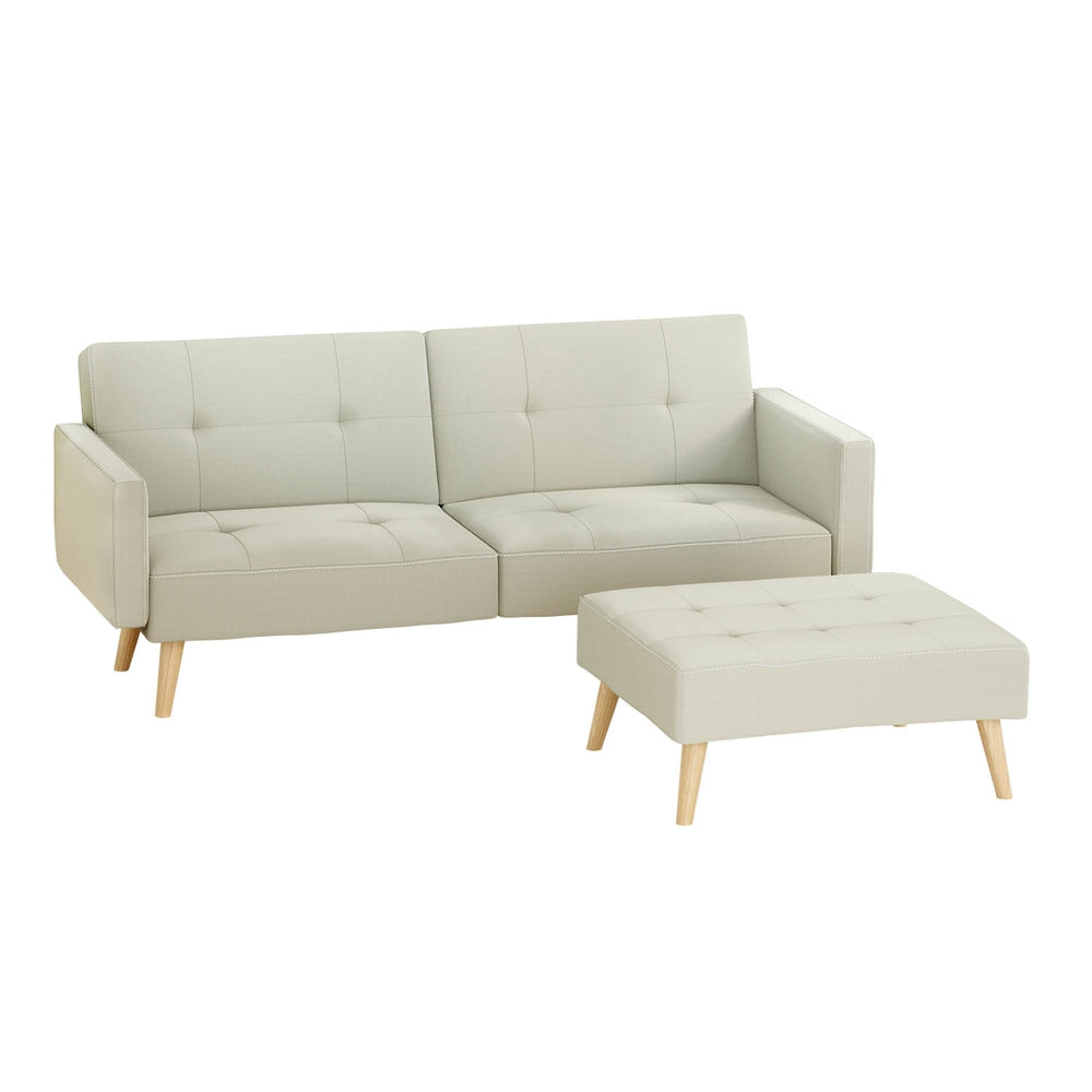 Artiss Sofa Bed Lounge Convertible Ottoman Couch Recliner 3 Seater Fabric Beige-Furniture &gt; Living Room-PEROZ Accessories