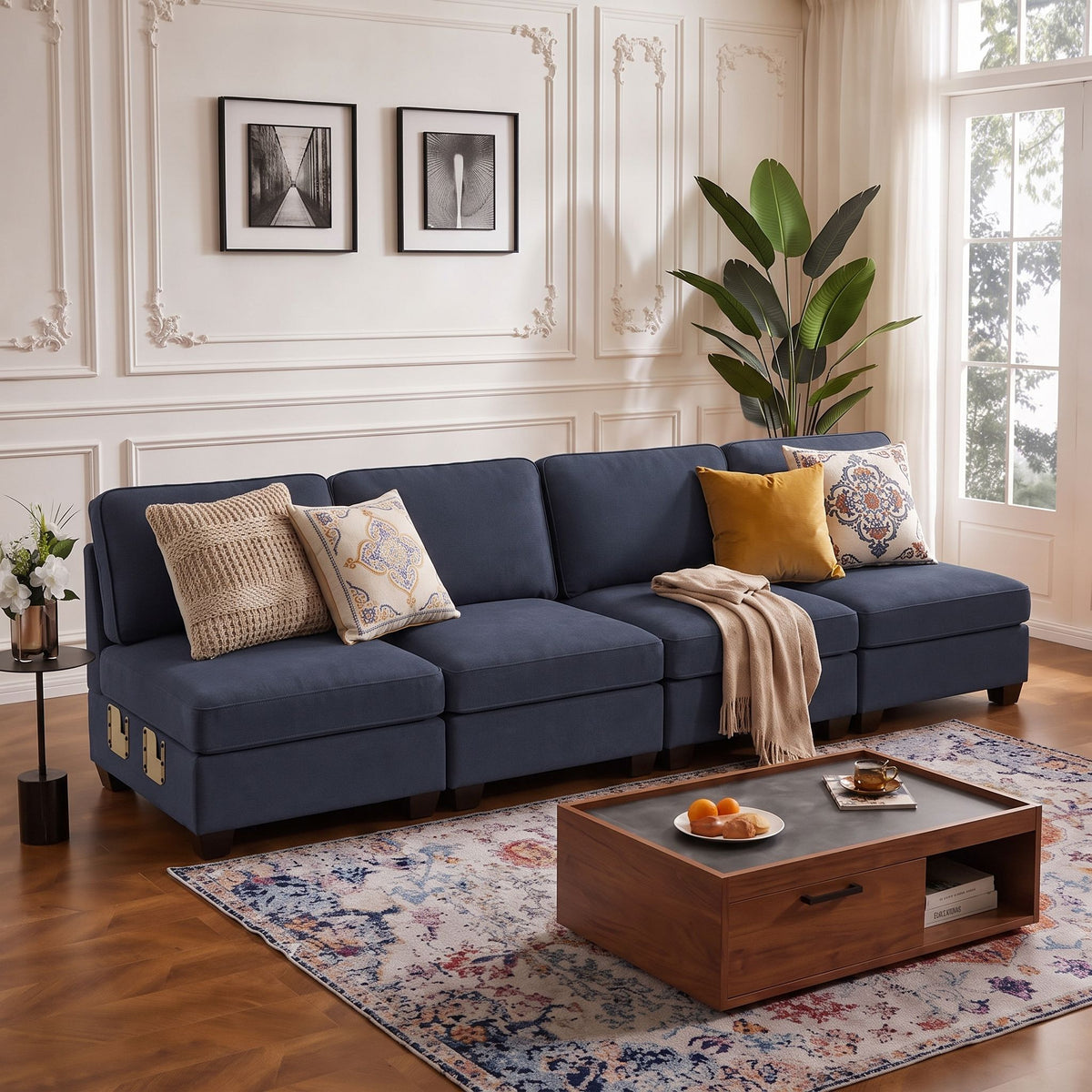 Artiss 4 Seater Modular Sofa Set Sectional Easy Assembly Dark Grey-Furniture > Sofas > Sofas &amp; Sofa Beds-PEROZ Accessories