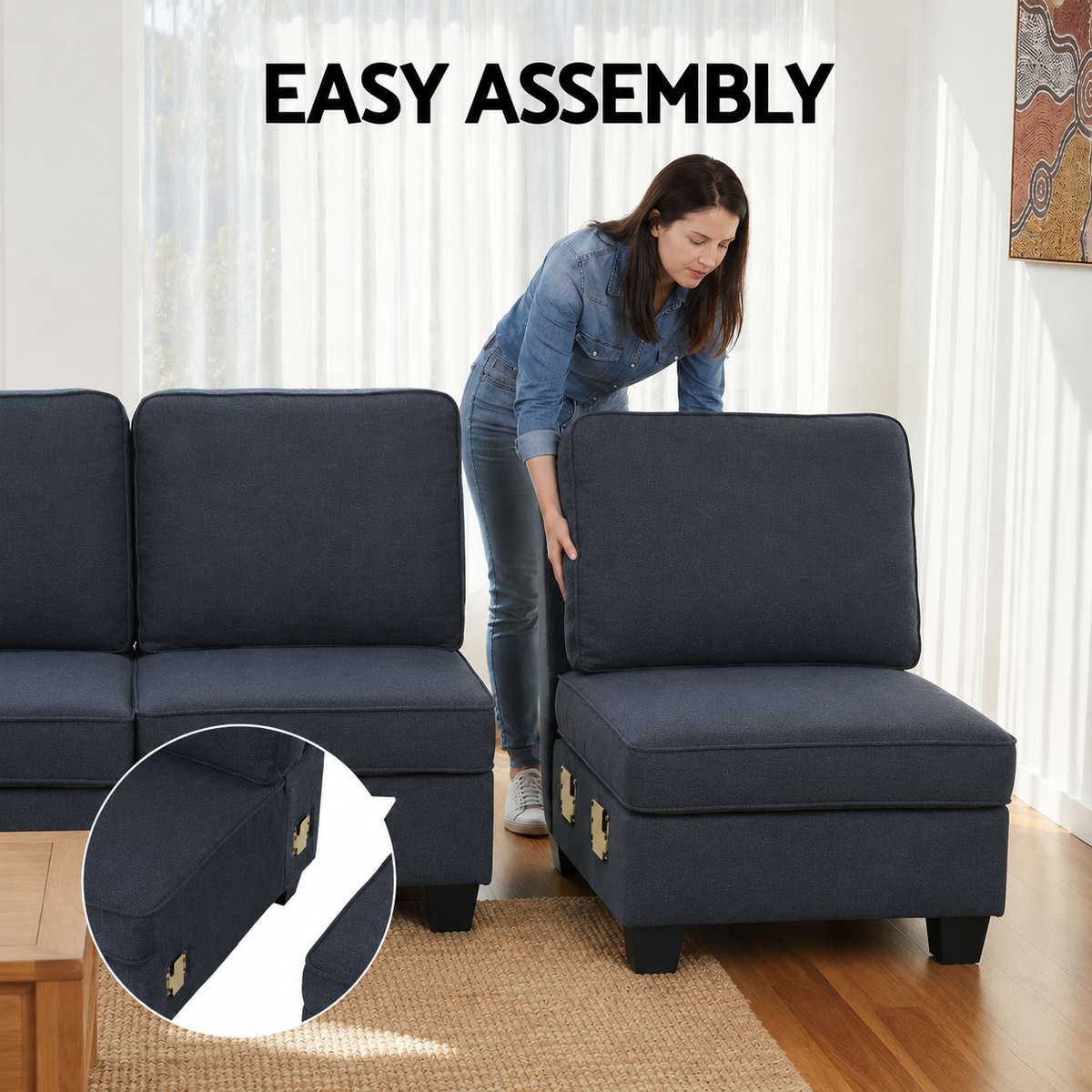 Artiss 4 Seater Modular Sofa Set Sectional Easy Assembly Dark Grey-Furniture > Sofas > Sofas &amp; Sofa Beds-PEROZ Accessories