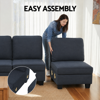 Artiss 4 Seater Modular Sofa Set Sectional Easy Assembly Dark Grey-Furniture > Sofas > Sofas &amp; Sofa Beds-PEROZ Accessories