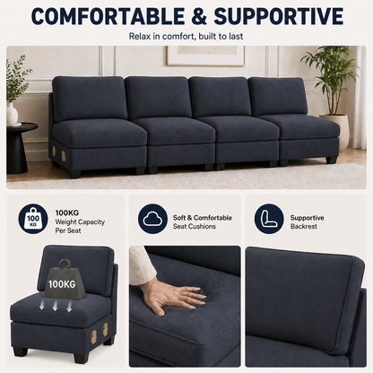 Artiss 4 Seater Modular Sofa Set Sectional Easy Assembly Dark Grey-Furniture > Sofas > Sofas &amp; Sofa Beds-PEROZ Accessories