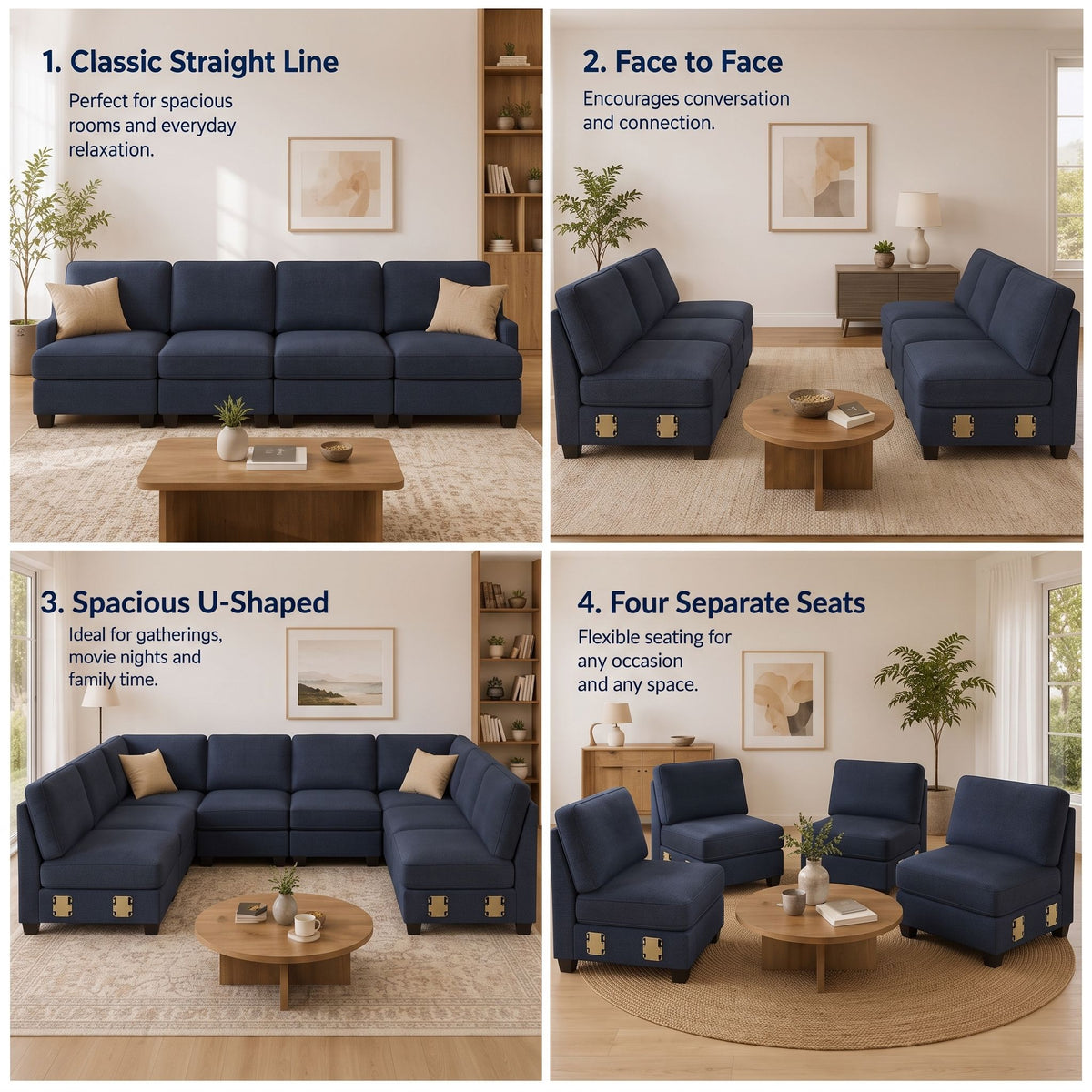 Artiss 4 Seater Modular Sofa Set Sectional Easy Assembly Dark Grey-Furniture > Sofas > Sofas &amp; Sofa Beds-PEROZ Accessories