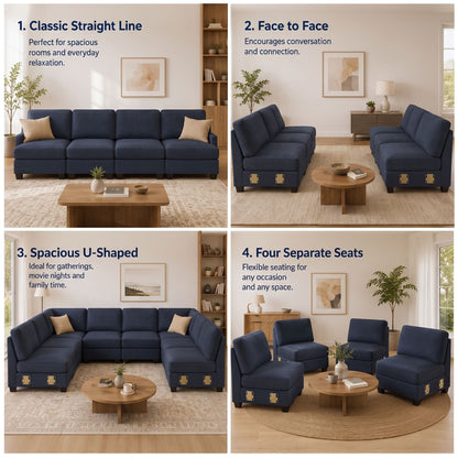 Artiss 4 Seater Modular Sofa Set Sectional Easy Assembly Dark Grey-Furniture > Sofas > Sofas &amp; Sofa Beds-PEROZ Accessories