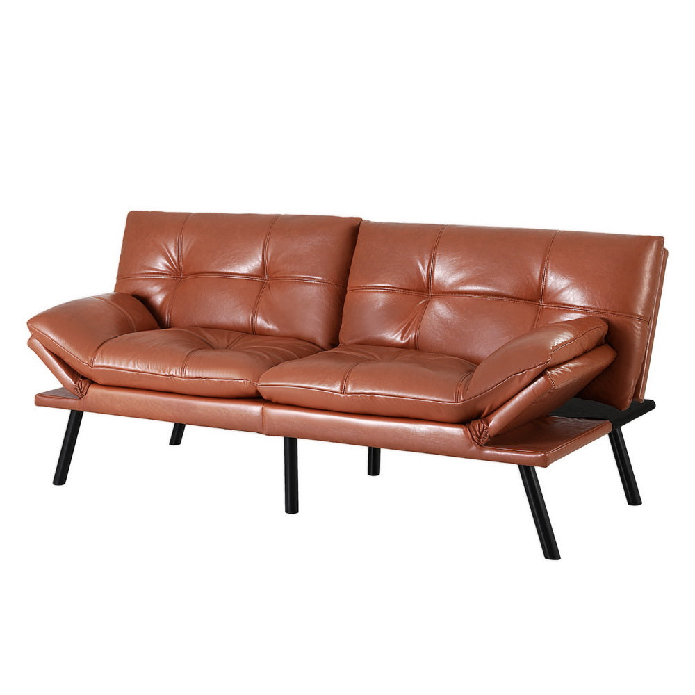 Artiss Sofa Bed Convertible 3 Seater Couch Recliner Lounge Chair Leather Brown-Furniture &gt; Sofas &gt; Sofas &amp; Sofa Beds-PEROZ Accessories
