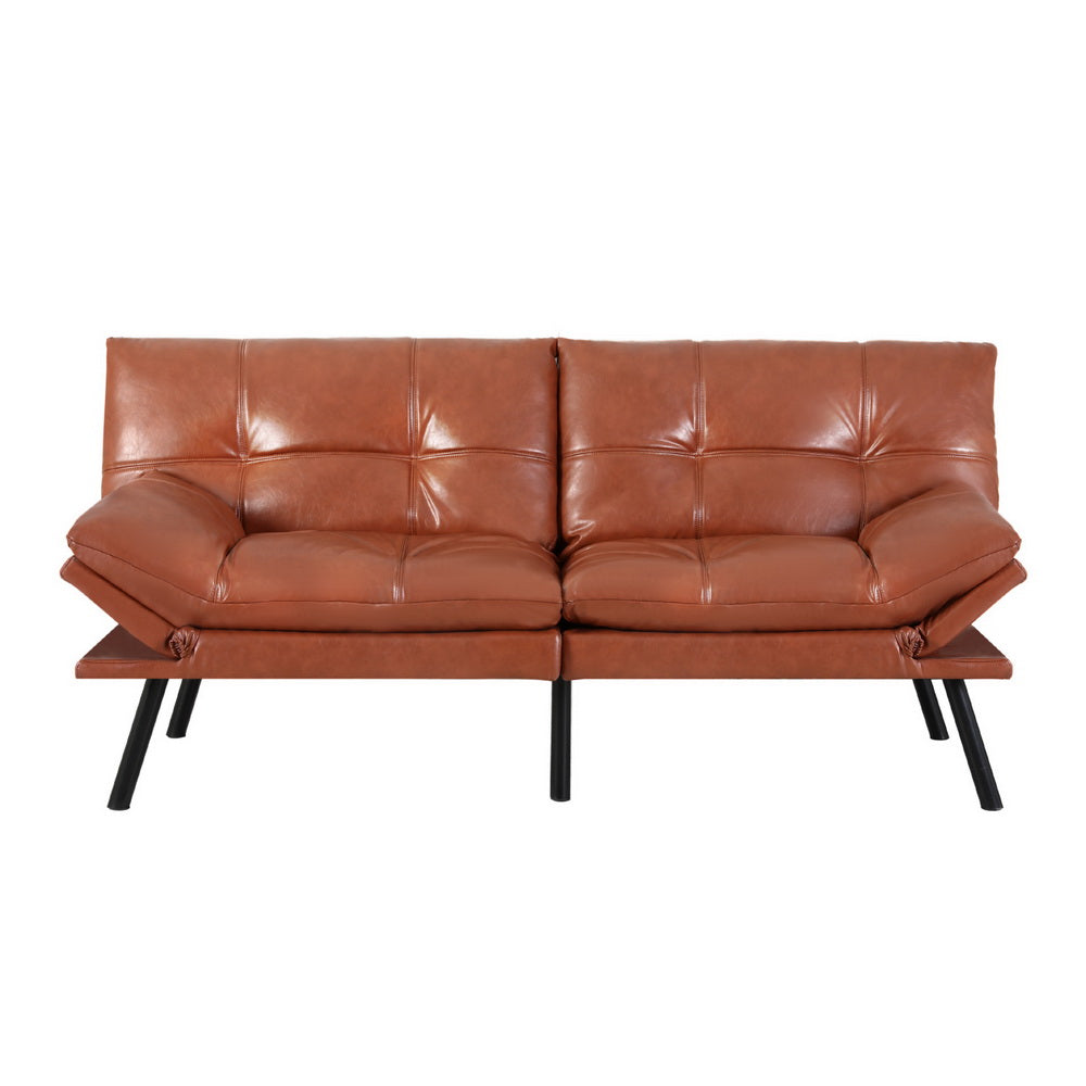 Artiss Sofa Bed Convertible 3 Seater Couch Recliner Lounge Chair Leather Brown-Furniture &gt; Sofas &gt; Sofas &amp; Sofa Beds-PEROZ Accessories