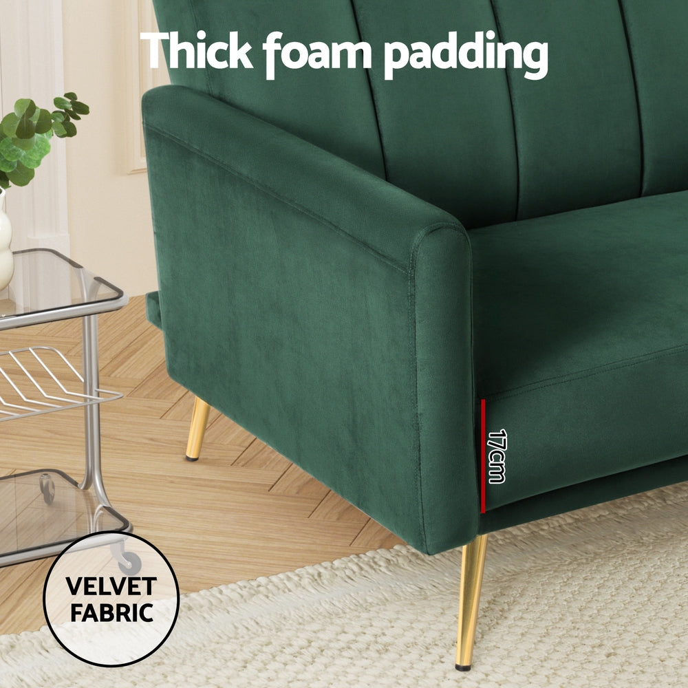 Artiss Sofa Bed 3 Seater Couch Convertible Lounge Adjustable Arm Recliner Velvet-Furniture &gt; Sofas &gt; Sofas &amp; Sofa Beds-PEROZ Accessories