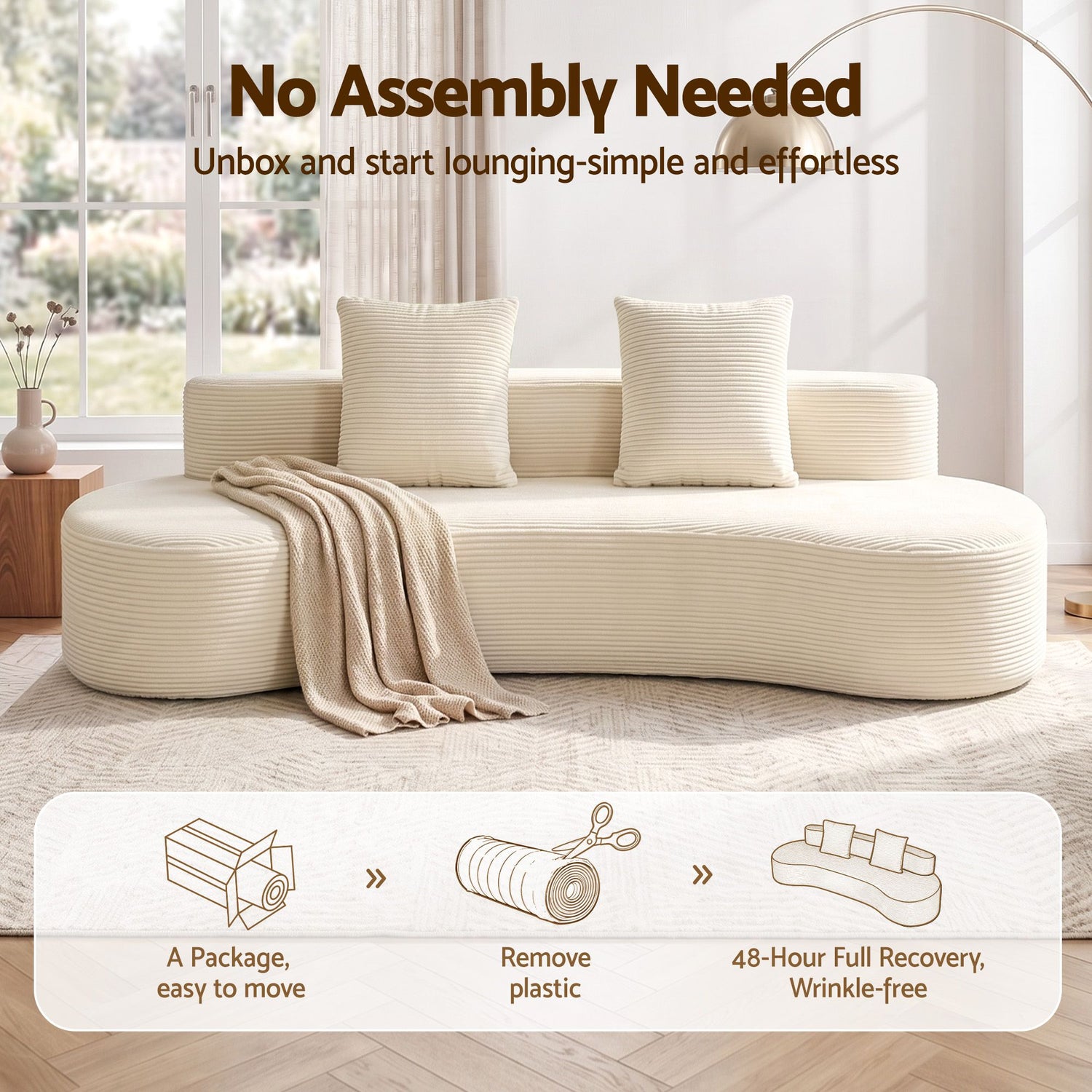 Artiss 228cm Modular Sofa Bed Sectional Boneless Couches for Living Room No Assembly Required