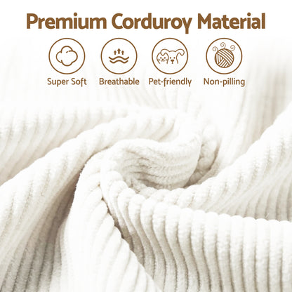 Artiss 3 Seater Modular Sofa Bed Sectional Boneless Couches for Living Room Corduroy Compressed Sofa White-Furniture > Sofas > Sofas &amp; Sofa Beds-PEROZ Accessories