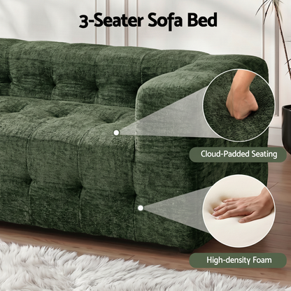 Artiss Comfort Boneless Sofa for Living Room Green Luxury Chenille-Furniture > Sofas > Sofas &amp; Sofa Beds-PEROZ Accessories