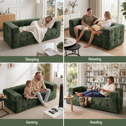 Artiss Comfort Boneless Sofa for Living Room Green Luxury Chenille-Furniture > Sofas > Sofas &amp; Sofa Beds-PEROZ Accessories