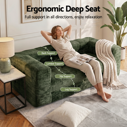 Artiss Comfort Boneless Sofa for Living Room Green Luxury Chenille-Furniture > Sofas > Sofas &amp; Sofa Beds-PEROZ Accessories