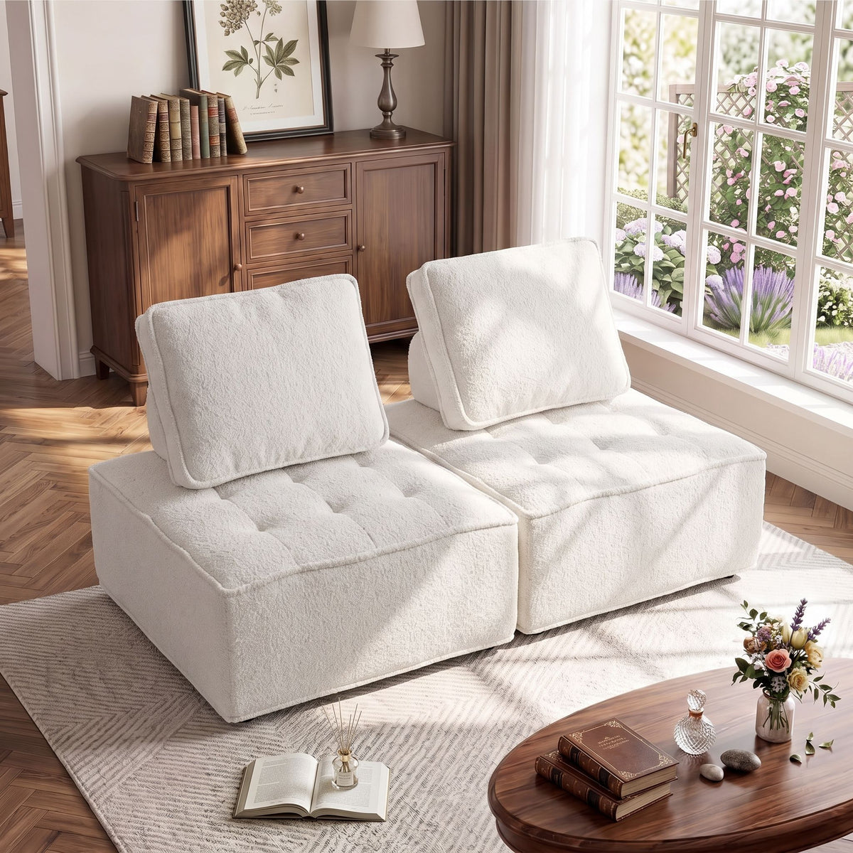 Artiss 2 Floor Sofa Lounge Chair with Pillow-Furniture > Sofas > Sofas &amp; Sofa Beds-PEROZ Accessories