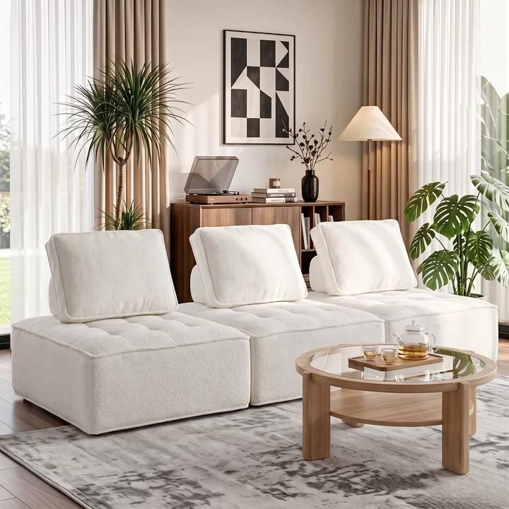 Artiss 3 Floor Sofa Lounge Chair with Pillow-Furniture > Sofas > Sofas &amp; Sofa Beds-PEROZ Accessories