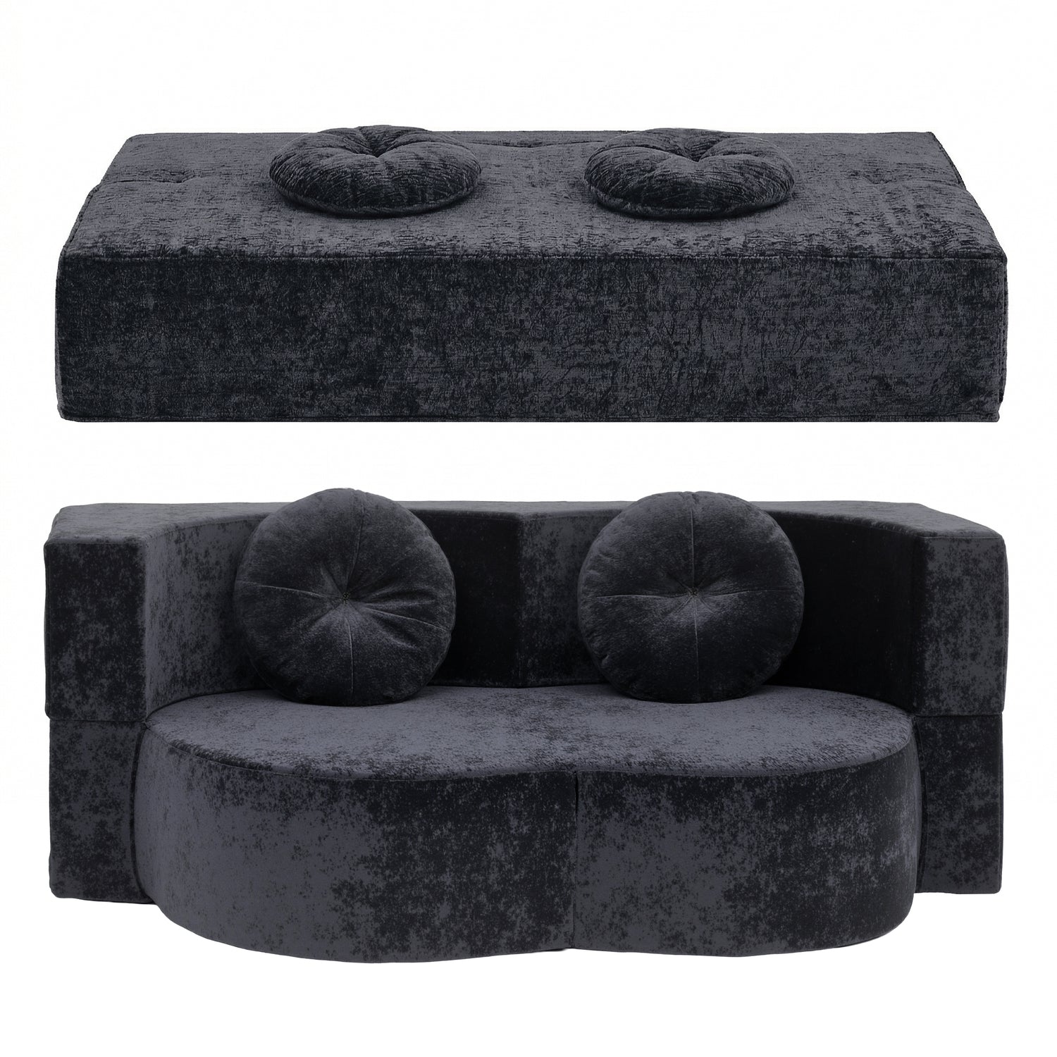 Artiss 2 in 1 Convertible Compressed Sofa Bed, Folding Boneless Sofabed for Living Room ,Comfort Curved Sleeper Couch with High Density Sponge, Apartment Essentials, No Assembly, 2 Pillows, Grey-Furniture > Sofas > Sofas &amp; Sofa Beds-PEROZ Accessories