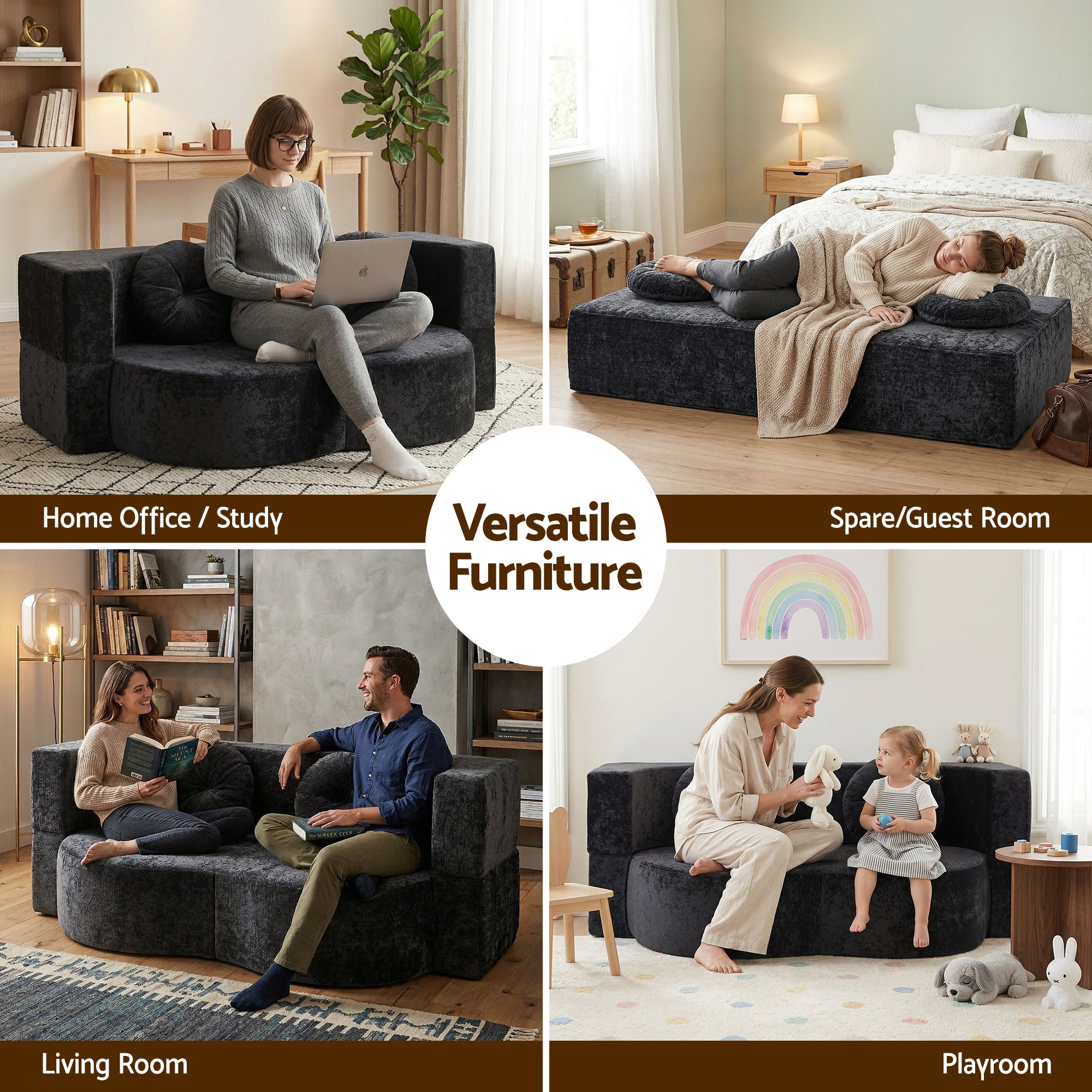 Artiss 2 in 1 Convertible Compressed Sofa Bed, Folding Boneless Sofabed for Living Room ,Comfort Curved Sleeper Couch with High Density Sponge, Apartment Essentials, No Assembly, 2 Pillows, Grey-Furniture > Sofas > Sofas &amp; Sofa Beds-PEROZ Accessories