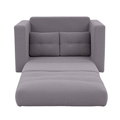 Artiss 2 Seater Corduroy Convertible Sofa Bed Pull Out Boneless Couch Grey-Furniture > Sofas > Sofas &amp; Sofa Beds-PEROZ Accessories