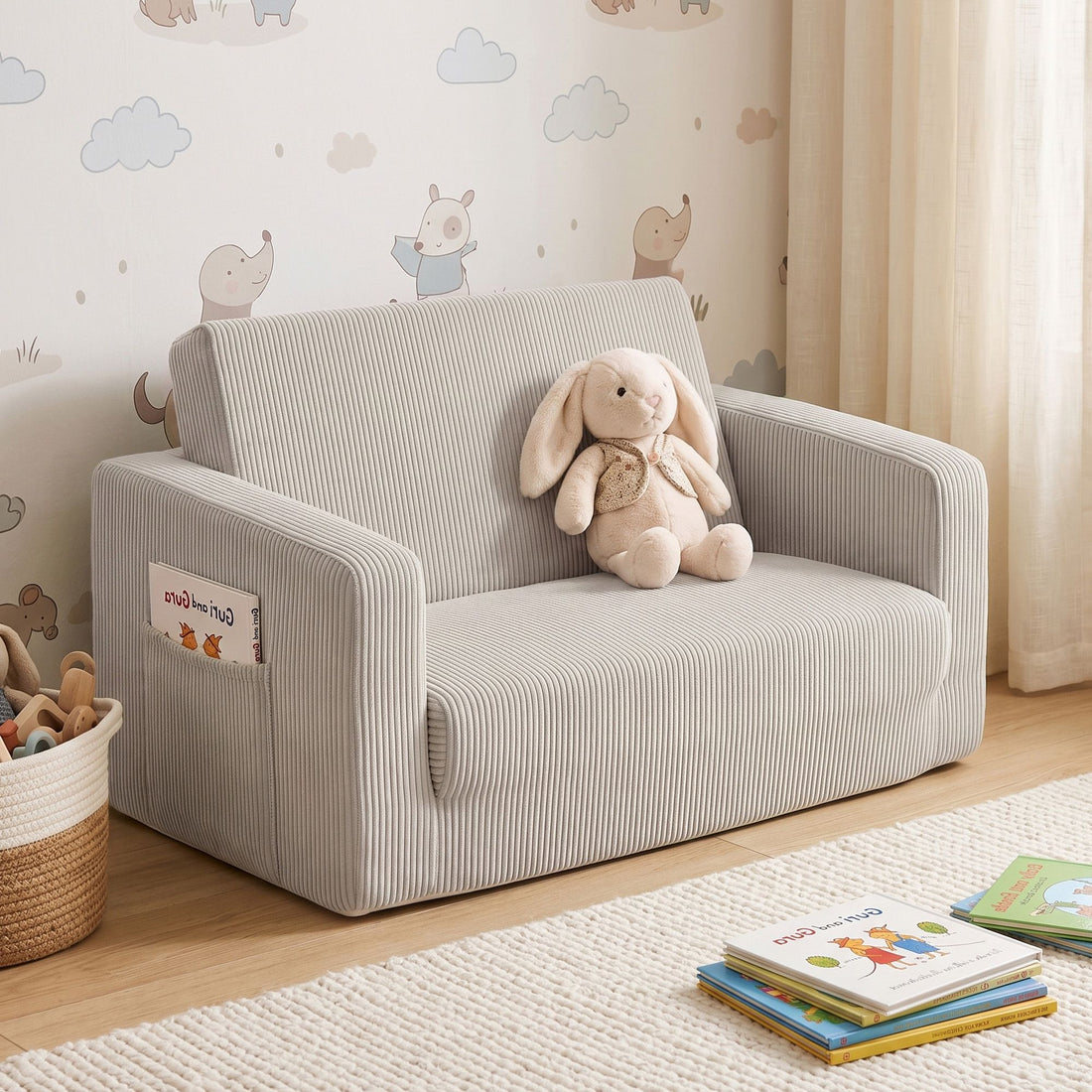 Artiss 2-in-1 Sofa Foam Couch with Side Pocket Light Grey-Furniture > Sofas > Sofas &amp; Sofa Beds-PEROZ Accessories