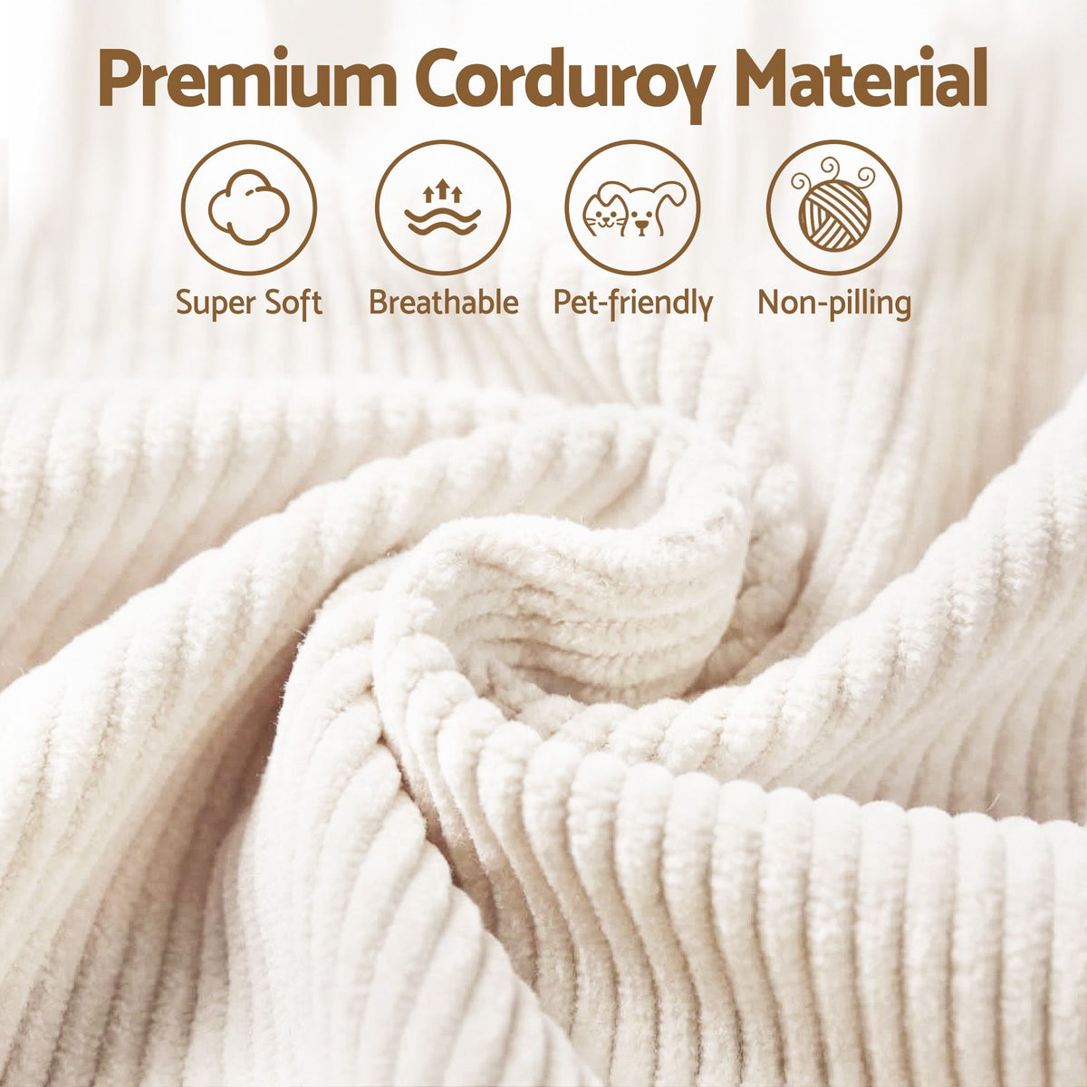 Artiss Bean Bag Sofa w/Ottoman Corduroy for Adults Teens White-Furniture > Sofas > Sofas &amp; Sofa Beds-PEROZ Accessories