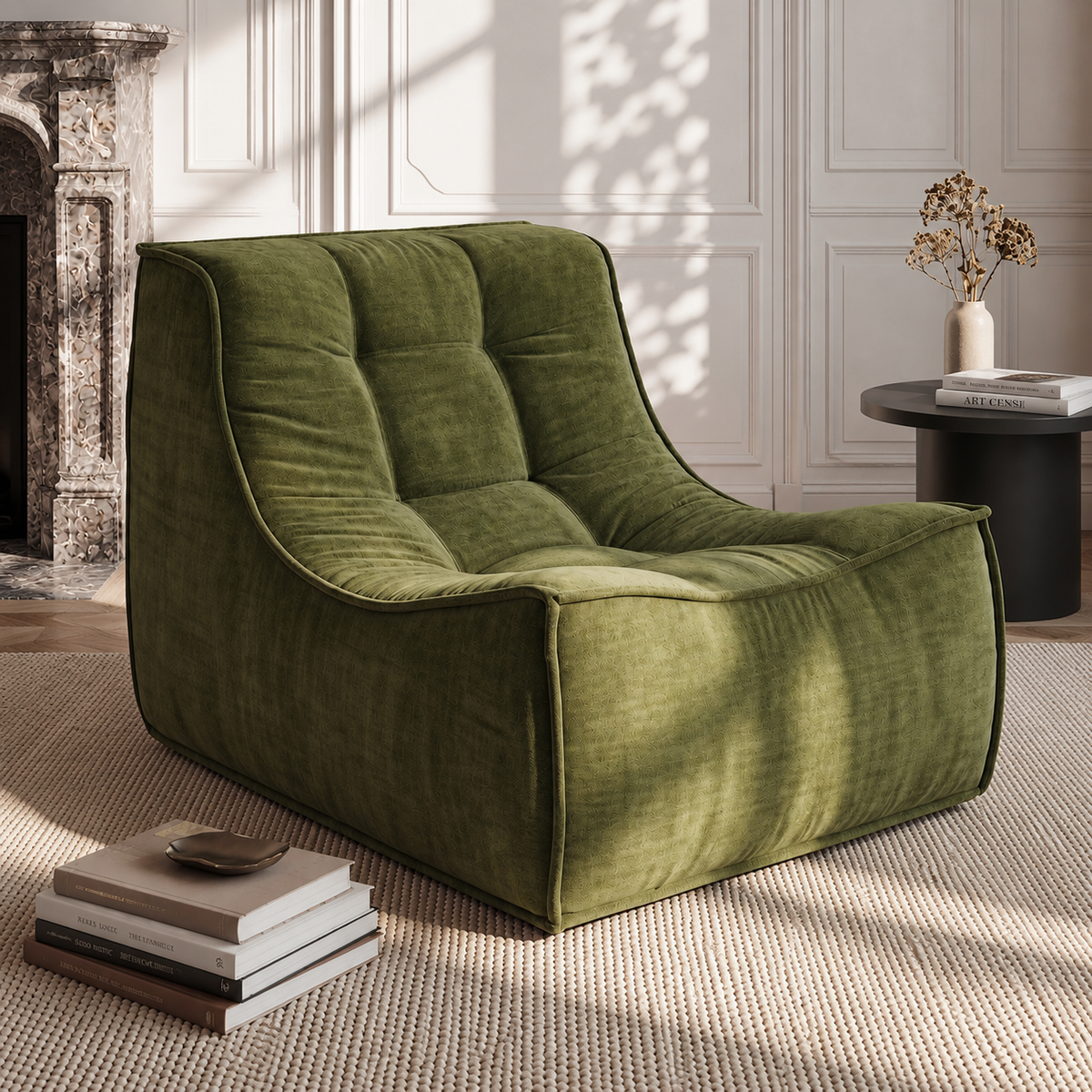 Artiss Floor Sofa Armless Chenille No Assembly Removable Cover Green-Furniture > Sofas > Sofas &amp; Sofa Beds-PEROZ Accessories