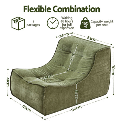 Artiss Floor Sofa Armless Chenille No Assembly Removable Cover Green-Furniture > Sofas > Sofas &amp; Sofa Beds-PEROZ Accessories