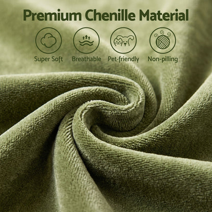 Artiss Floor Sofa Armless Chenille No Assembly Removable Cover Green-Furniture > Sofas > Sofas &amp; Sofa Beds-PEROZ Accessories