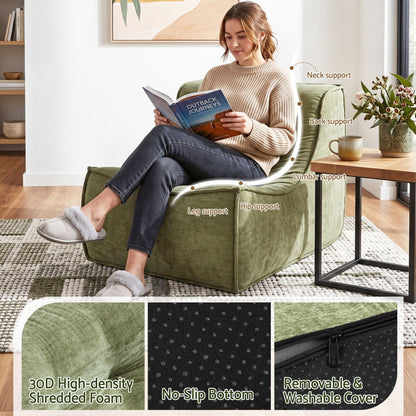 Artiss Floor Sofa Armless Chenille No Assembly Removable Cover Green-Furniture > Sofas > Sofas &amp; Sofa Beds-PEROZ Accessories