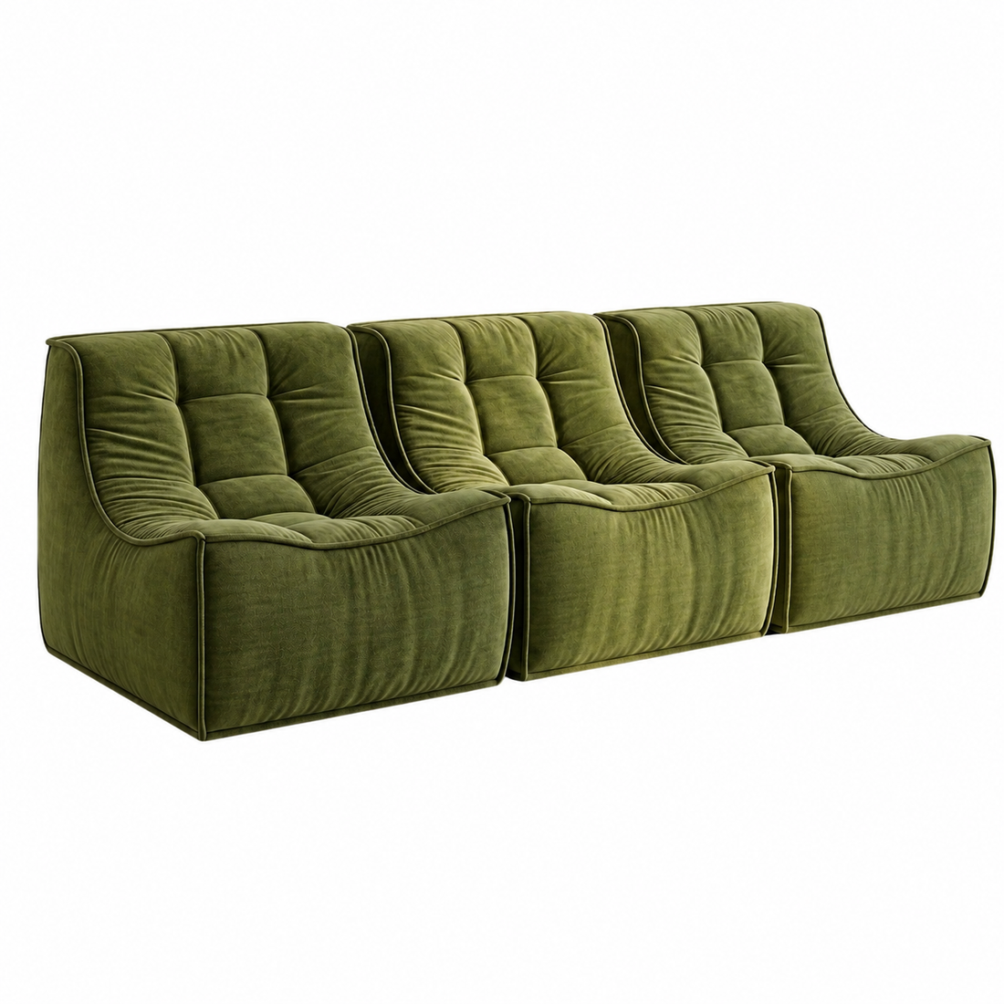 Artiss Set of 3 Sofa Modular Boneless Couches No Assembly Green-Furniture > Sofas > Sofas &amp; Sofa Beds-PEROZ Accessories