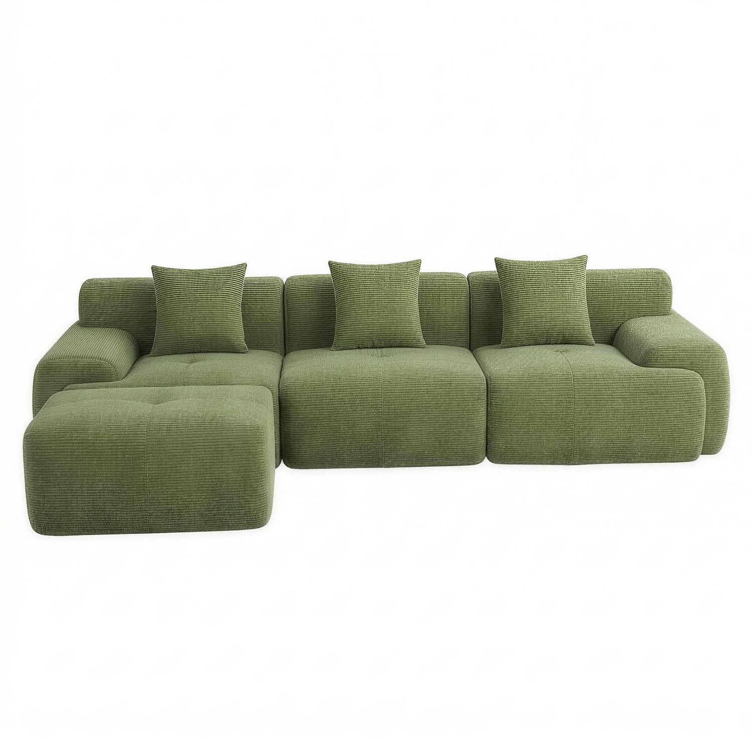 Artiss 300cm Modular Sofa Bed Comfort L-Shaped Sectional Boneless Couch Green-Furniture > Sofas > Sofas &amp; Sofa Beds-PEROZ Accessories