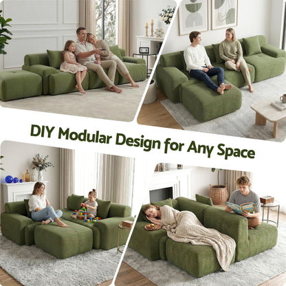 Artiss 300cm Modular Sofa Bed Comfort L-Shaped Sectional Boneless Couch Green-Furniture > Sofas > Sofas &amp; Sofa Beds-PEROZ Accessories