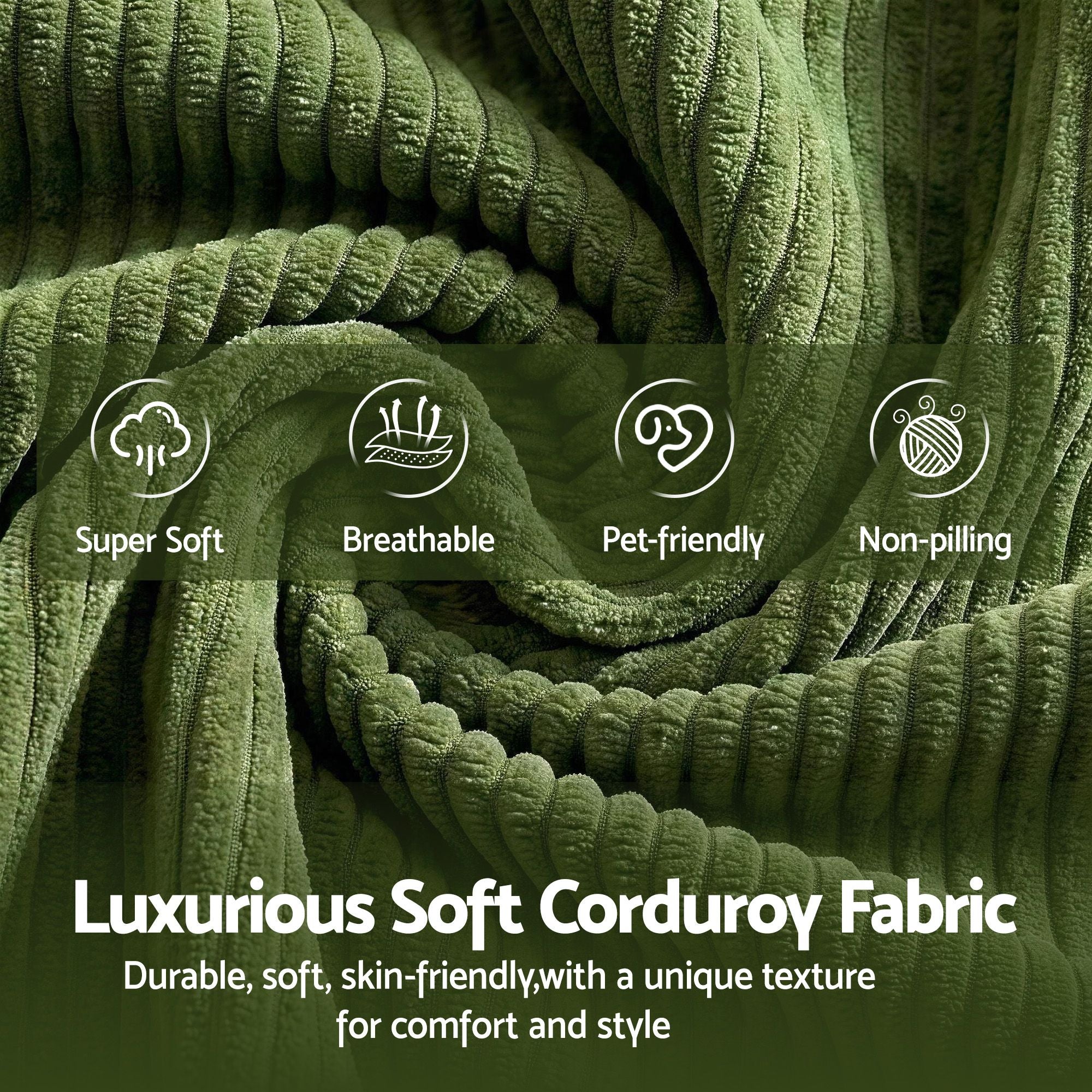 Artiss 300cm Modular Sofa Bed Comfort L-Shaped Sectional Boneless Couch Green-Furniture > Sofas > Sofas &amp; Sofa Beds-PEROZ Accessories