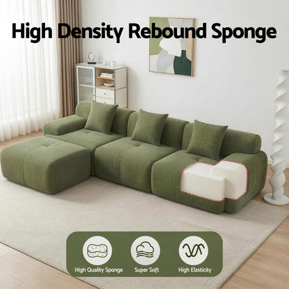 Artiss 300cm Modular Sofa Bed Comfort L-Shaped Sectional Boneless Couch Green-Furniture > Sofas > Sofas &amp; Sofa Beds-PEROZ Accessories