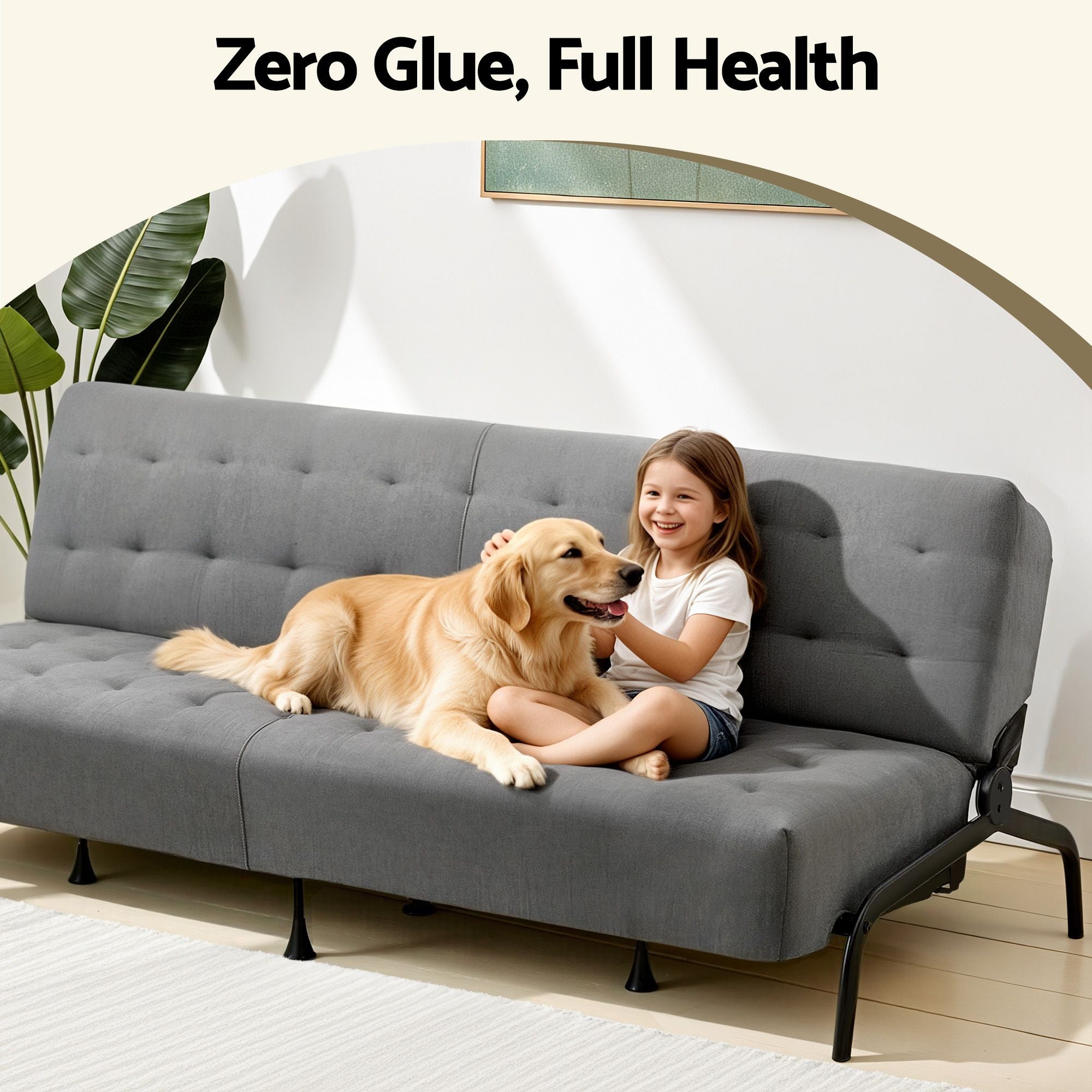 Artiss Sofa Bed, 1.9m 3-Seater Soft Innerspring Adjustable Couch Futon Chair for Apartment Dorm Living Room Office Study Bedroom, Grey-Furniture > Sofas > Sofas &amp; Sofa Beds-PEROZ Accessories