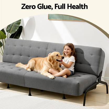 Artiss Sofa Bed, 1.9m 3-Seater Soft Innerspring Adjustable Couch Futon Chair for Apartment Dorm Living Room Office Study Bedroom, Grey-Furniture > Sofas > Sofas &amp; Sofa Beds-PEROZ Accessories