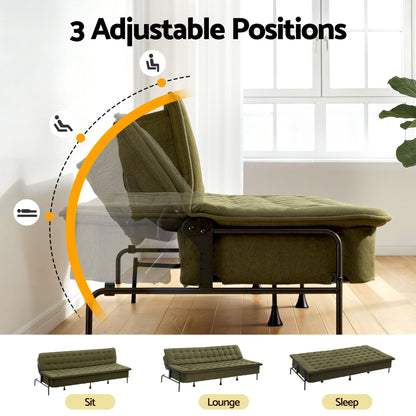 Artiss Sofa Bed, 1.9m 3-Seater Soft Innerspring Adjustable Couch Futon Chair for Apartment Dorm Living Room Office Study Bedroom, Green-Furniture > Sofas > Sofas &amp; Sofa Beds-PEROZ Accessories