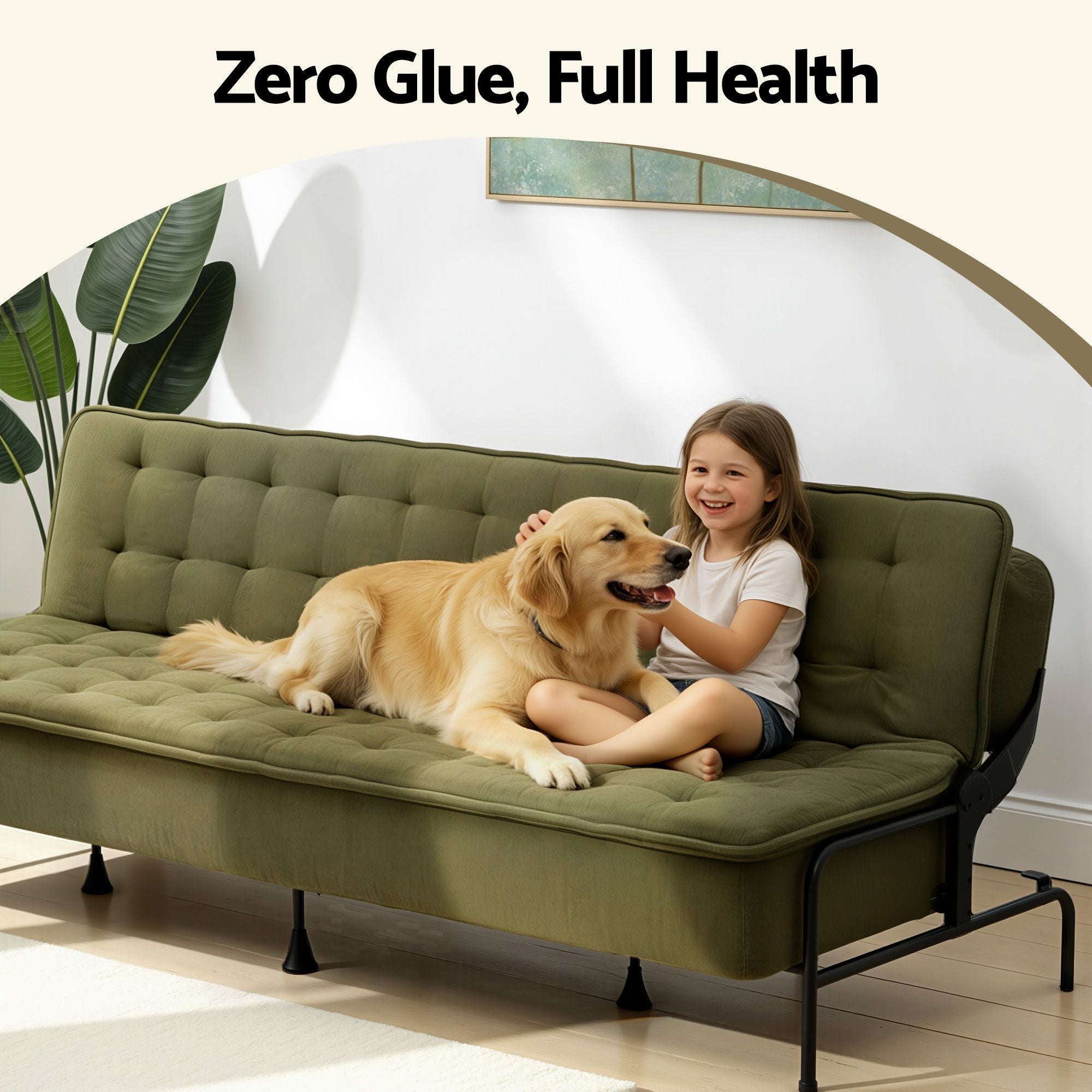 Artiss Sofa Bed, 1.9m 3-Seater Soft Innerspring Adjustable Couch Futon Chair for Apartment Dorm Living Room Office Study Bedroom, Green-Furniture > Sofas > Sofas &amp; Sofa Beds-PEROZ Accessories