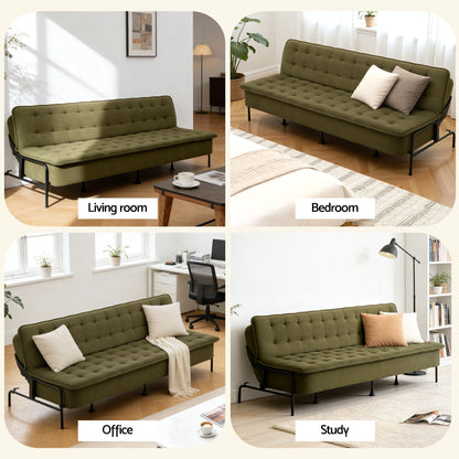 Artiss Sofa Bed, 1.9m 3-Seater Soft Innerspring Adjustable Couch Futon Chair for Apartment Dorm Living Room Office Study Bedroom, Green-Furniture > Sofas > Sofas &amp; Sofa Beds-PEROZ Accessories