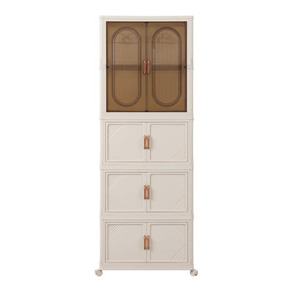 Artiss Foldable Storage Cabinet Stackable Box Wardrobe Clear Magnetic Door White