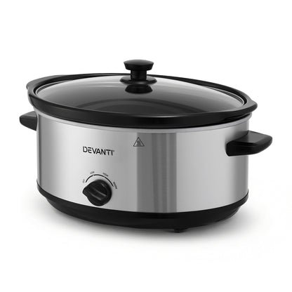 Devanti 6.5L Slow Cooker Electric Multi Cooker with 3 Heat Settings and Keep Warm Function-Appliances > Kitchen Appliances > Rice Cookers &amp; Steamers-PEROZ Accessories