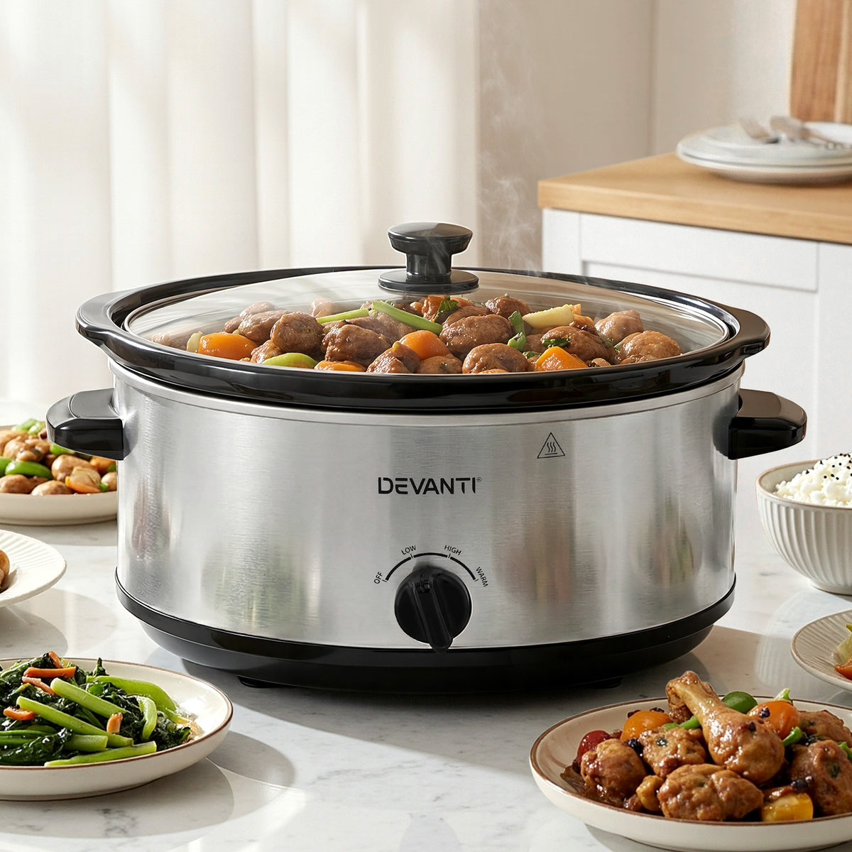 Devanti 6.5L Slow Cooker Electric Multi Cooker with 3 Heat Settings and Keep Warm Function-Appliances > Kitchen Appliances > Rice Cookers &amp; Steamers-PEROZ Accessories