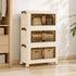 Artiss 3-Tier Foldable Storage Cabinet Stackable Box Clear Magnetic Door White-Home & Garden > Storage > Storage Boxes-PEROZ Accessories