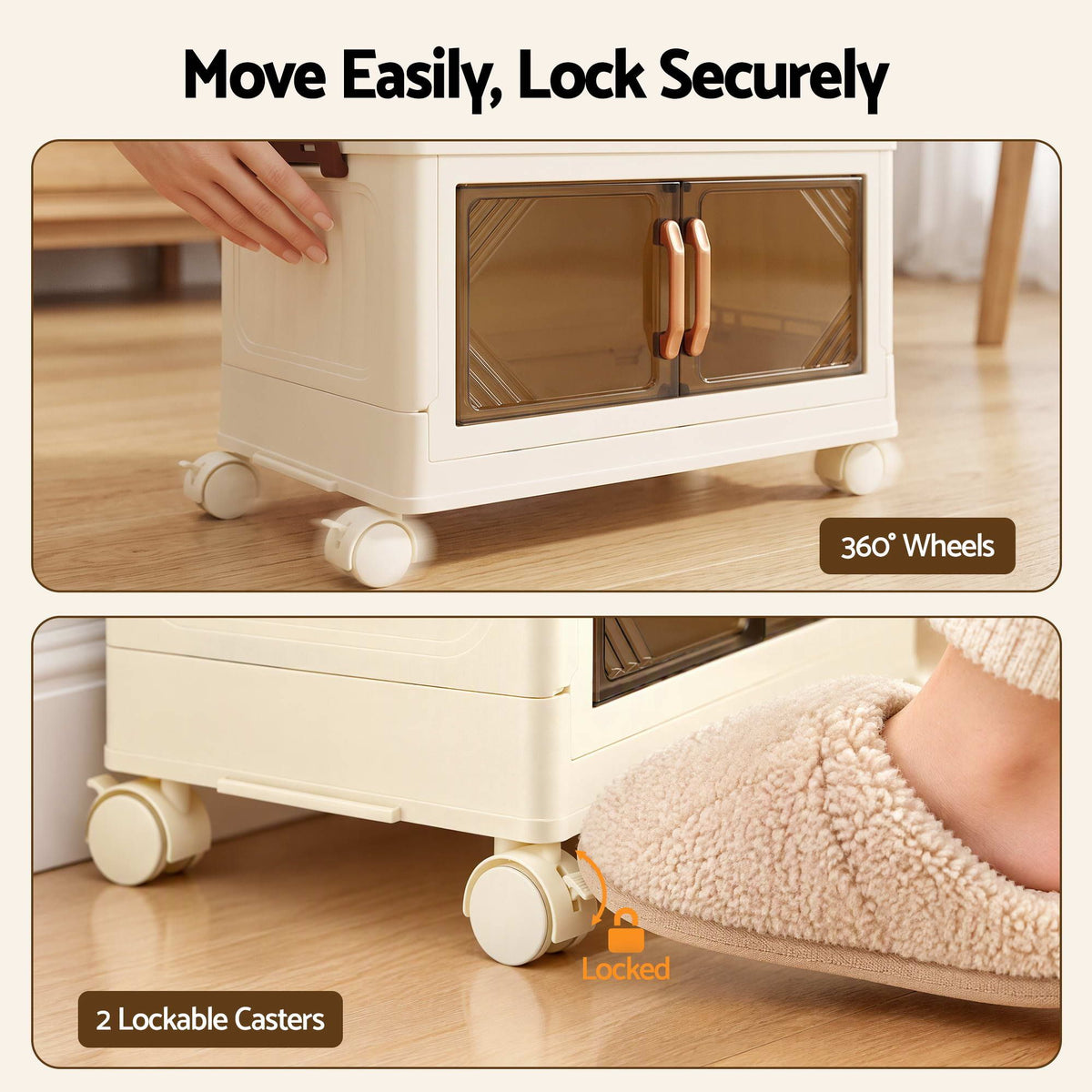 Artiss 4-Tier Foldable Storage Cabinet Stackable Box Clear Magnetic Door White-Home &amp; Garden > Storage > Storage Boxes-PEROZ Accessories