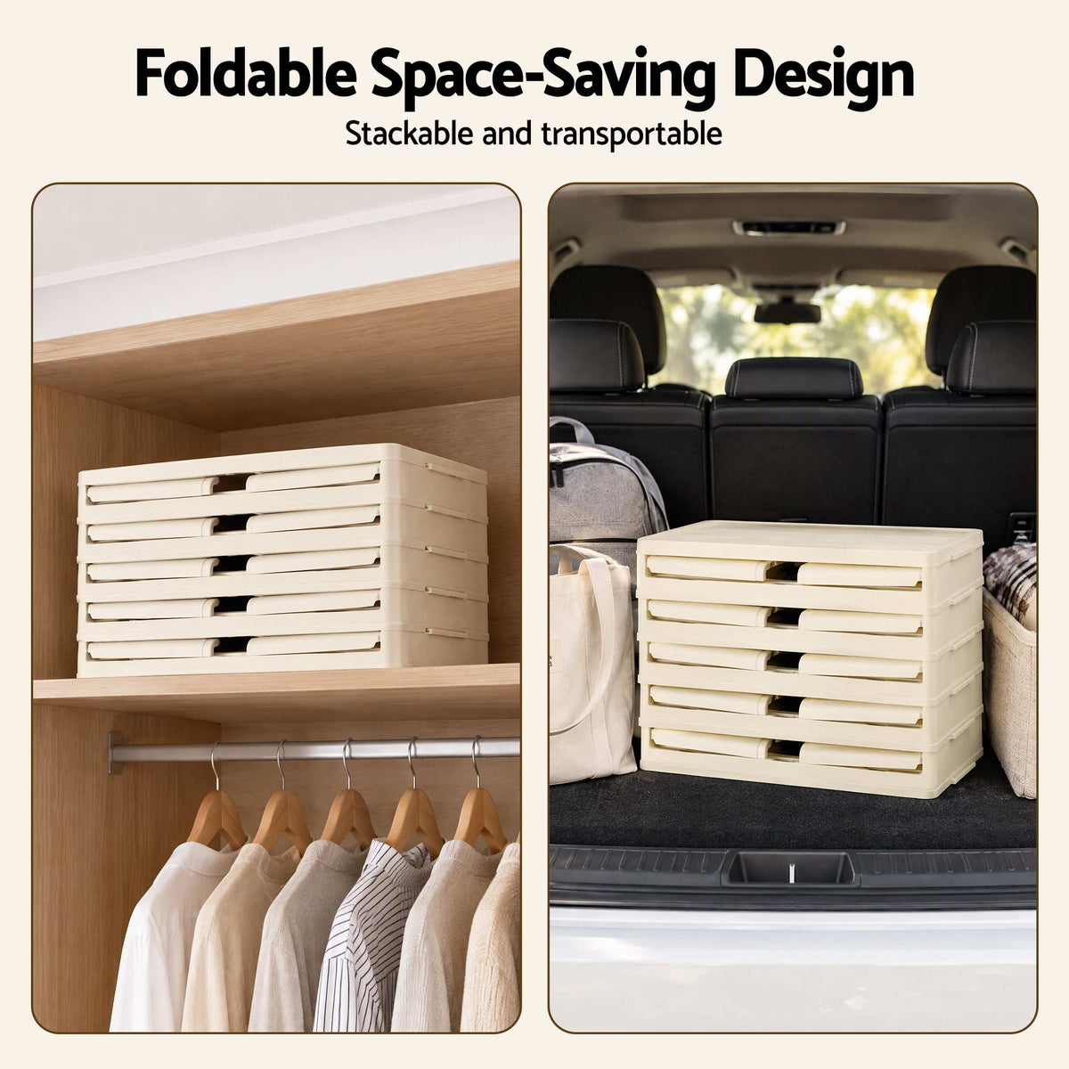 Artiss 5-Tier Foldable Storage Cabinet Stackable Box Clear Magnetic Door White-Home &amp; Garden > Storage > Storage Boxes-PEROZ Accessories
