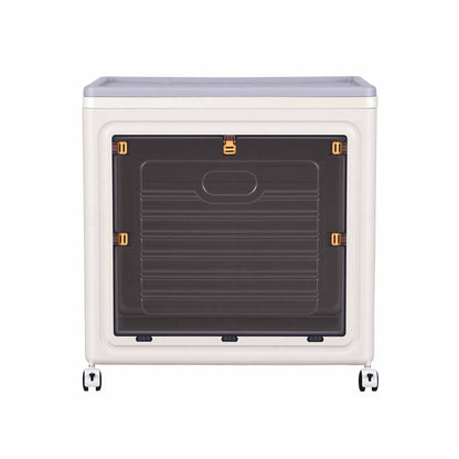 Artiss Foldable Storage Cabinet Stackable Box 2 Doors Rolling Organiser White-Home &amp; Garden > Storage > Storage Boxes-PEROZ Accessories