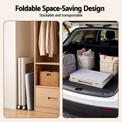 Artiss Foldable Storage Cabinet Stackable Box 2 Doors Rolling Organiser White-Home &amp; Garden > Storage > Storage Boxes-PEROZ Accessories
