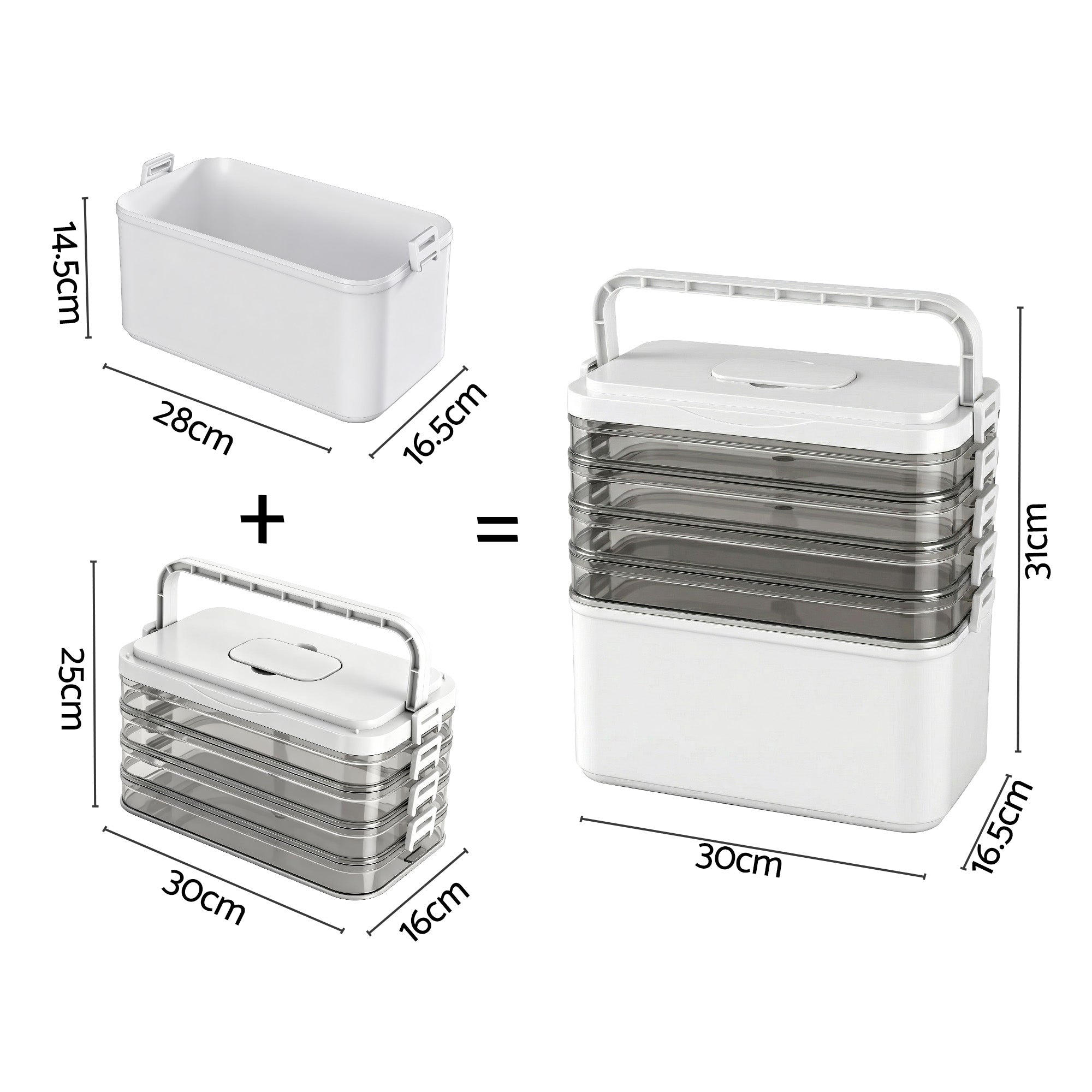Artiss 5 Tier Portable Storage Box Detachable with Handles Plastic Clear-Home &amp; Garden > Storage > Storage Boxes-PEROZ Accessories